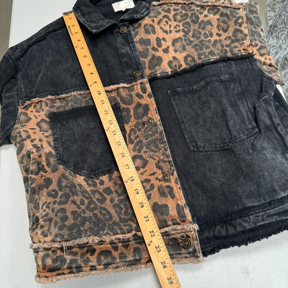 Oli&Hali jean jacket black leopard pathwork denim distressed medium SP213 - Picture 11 of 15